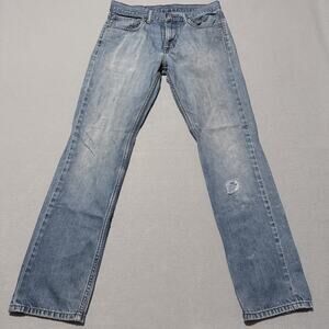 Levi’s Slim Fit Straight Jeans Blue Denim Mid Rise Distressed Zip Fly - 31x30